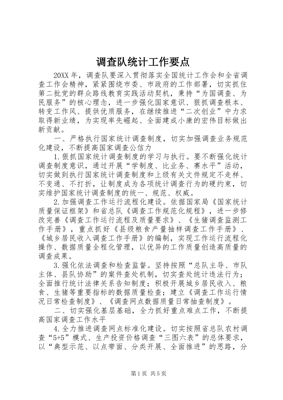 调查队统计工作要点_第1页