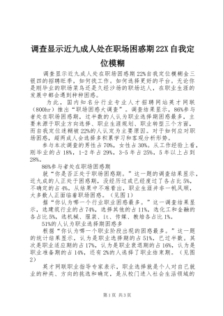 调查显示近九成人处在职场困惑期X自我定位模糊