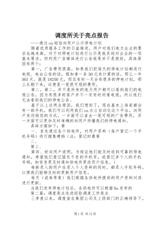 调度所关于亮点报告