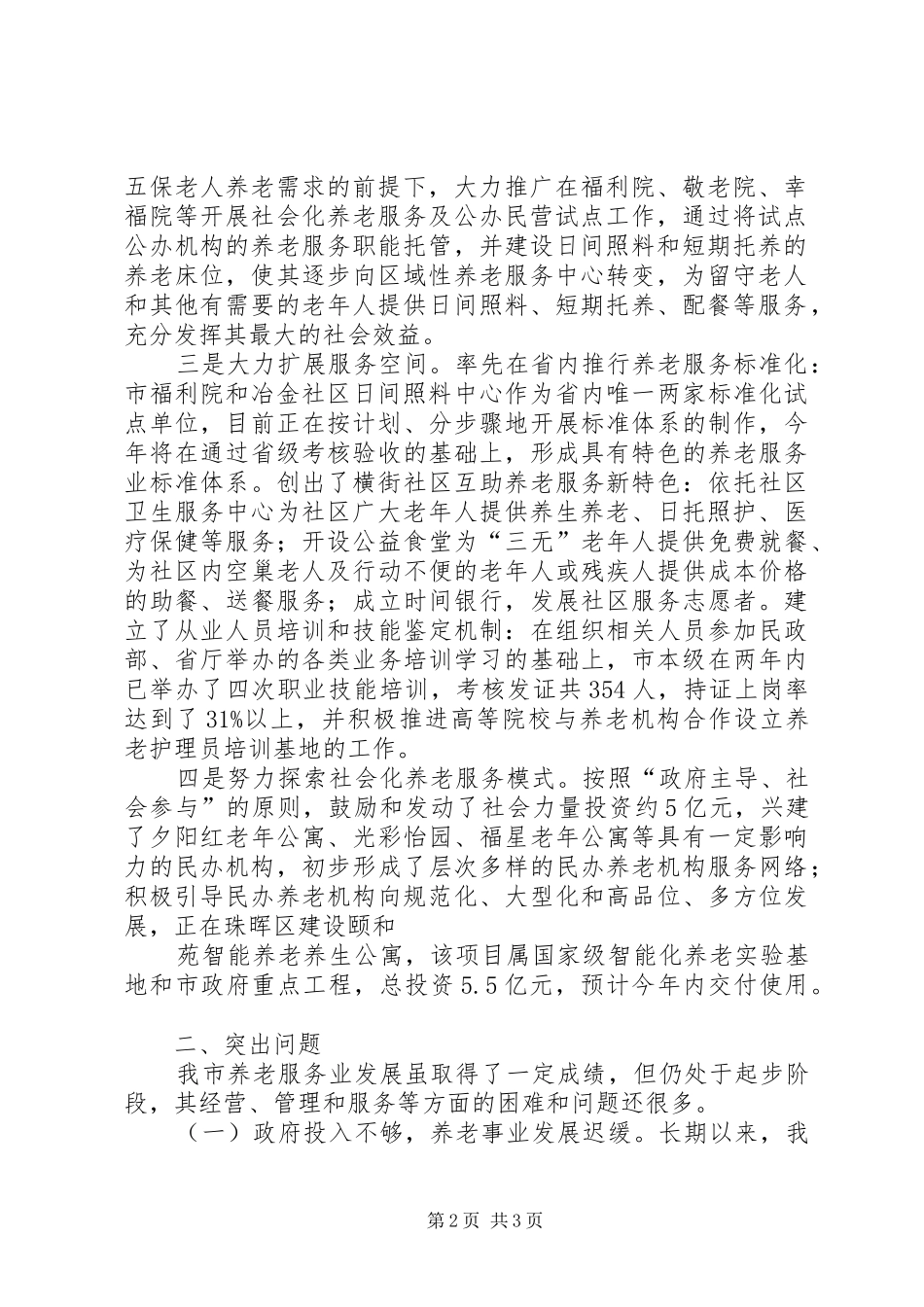 调研报告关于全市养老服务体系建设情况的调查和思考_第2页