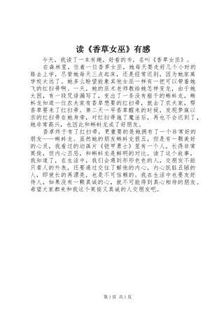 读香草女巫有感