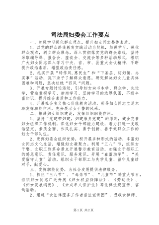 司法局妇委会工作要点