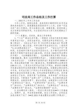 司法局工作总结及工作打算