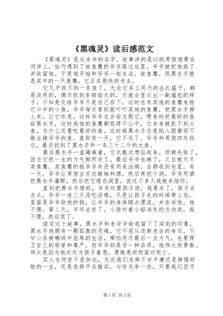 黑魂灵读后感范文