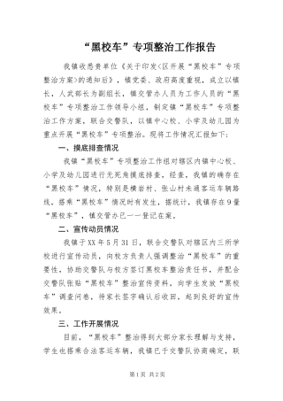 黑校车专项整治工作报告
