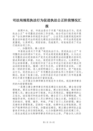 司法局规范执法行为促进执法公正阶段情况汇报