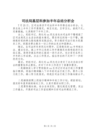司法局基层科参加半年总结分析会