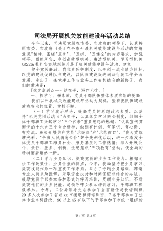 司法局开展机关效能建设年活动总结