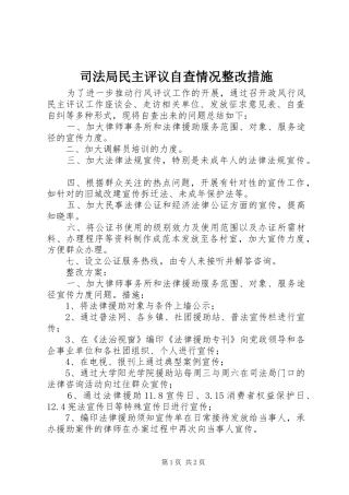 司法局民主评议自查情况整改措施