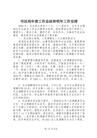 司法局年度工作总结和明年工作安排