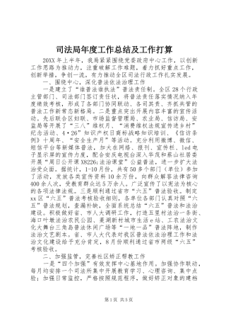 司法局年度工作总结及工作打算