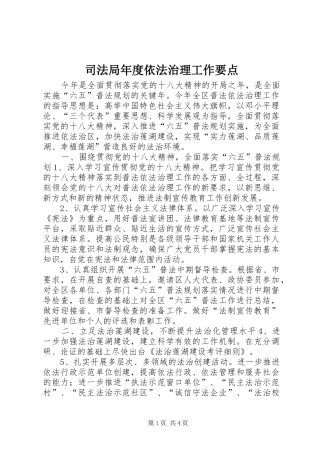 司法局年度依法治理工作要点