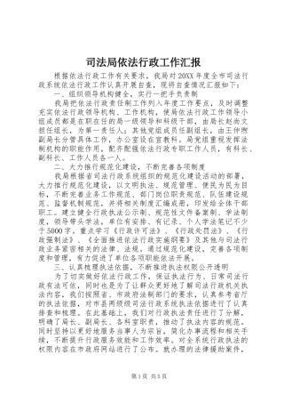 司法局依法行政工作汇报