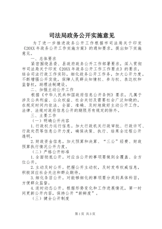 司法局政务公开实施意见