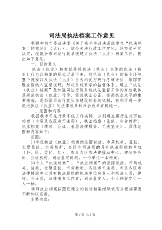 司法局执法档案工作意见