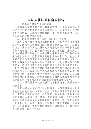 司法局执法监督自查报告