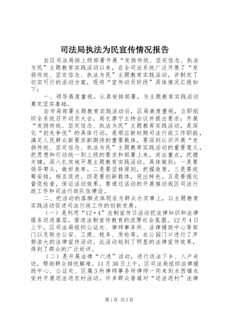 司法局执法为民宣传情况报告