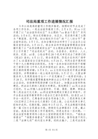 司法局重项工作进展情况汇报