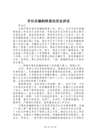 市长在编制核查动员会致辞