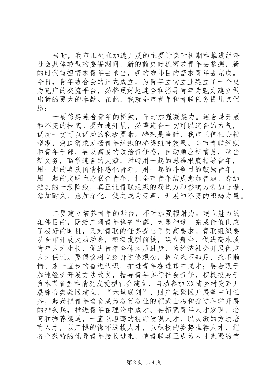 市长在青联全体会致辞_第2页