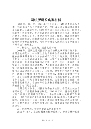 司法所所长典型材料