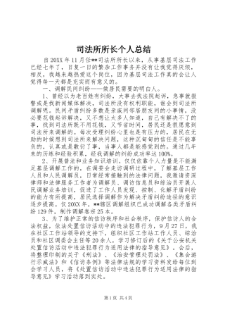 司法所所长个人总结