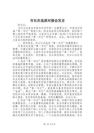 市长在选派对接会讲话