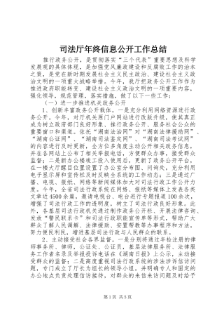 司法厅年终信息公开工作总结
