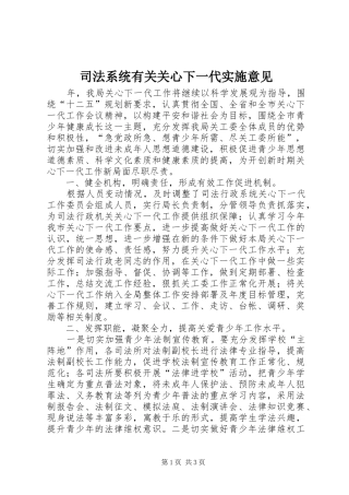 司法系统有关关心下一代实施意见