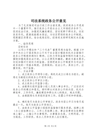 司法系统政务公开意见