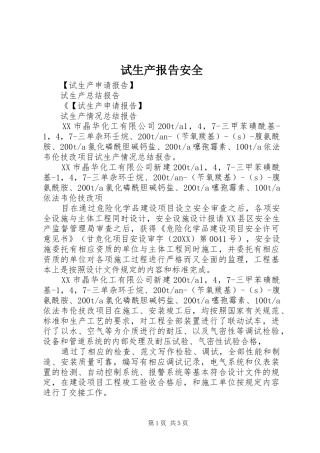 试生产报告安全