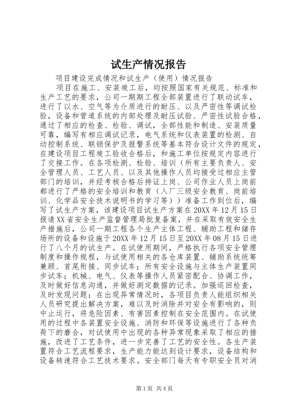 试生产情况报告_第1页