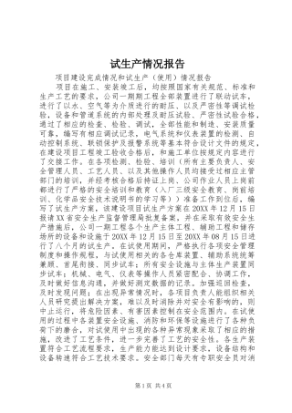 试生产情况报告