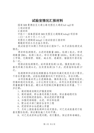 试验室情况汇报材料