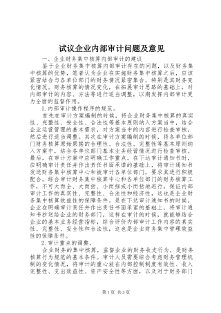 试议企业内部审计问题及意见