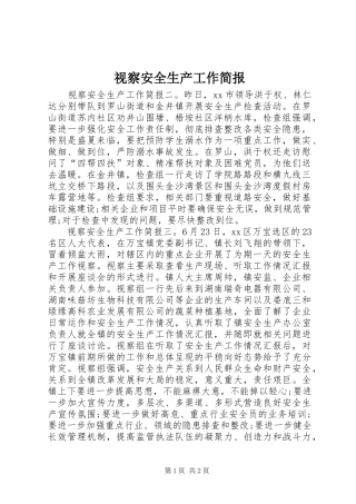 视察安全生产工作简报
