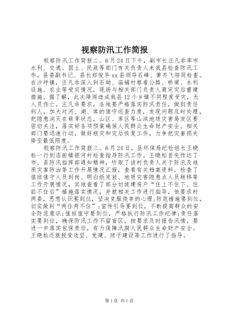 视察防汛工作简报
