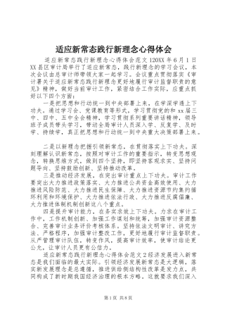 适应新常态践行新理念心得体会