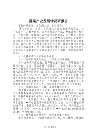 蔬菜产业发展情况研报告