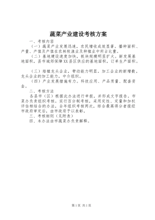 蔬菜产业建设考核方案