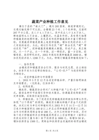蔬菜产业种植工作意见