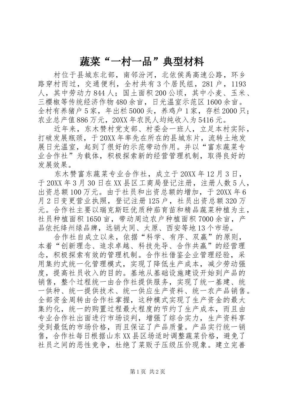 蔬菜一村一品典型材料_第1页