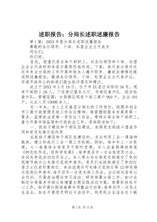 述职报告分局长述职述廉报告