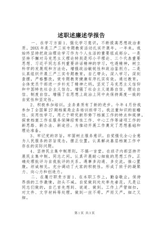述职述廉述学报告
