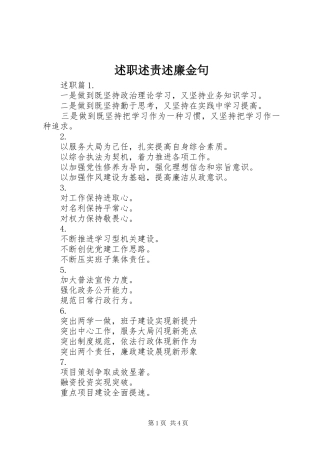 述职述责述廉金句