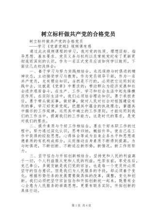 树立标杆做共产党的合格党员