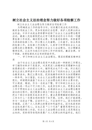 树立社会主义法治理念努力做好各项检察工作