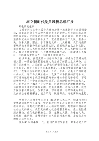 树立新时代党员风貌思想汇报