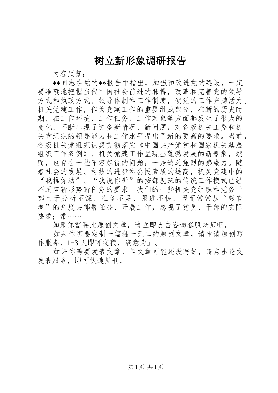 树立新形象调研报告_第1页