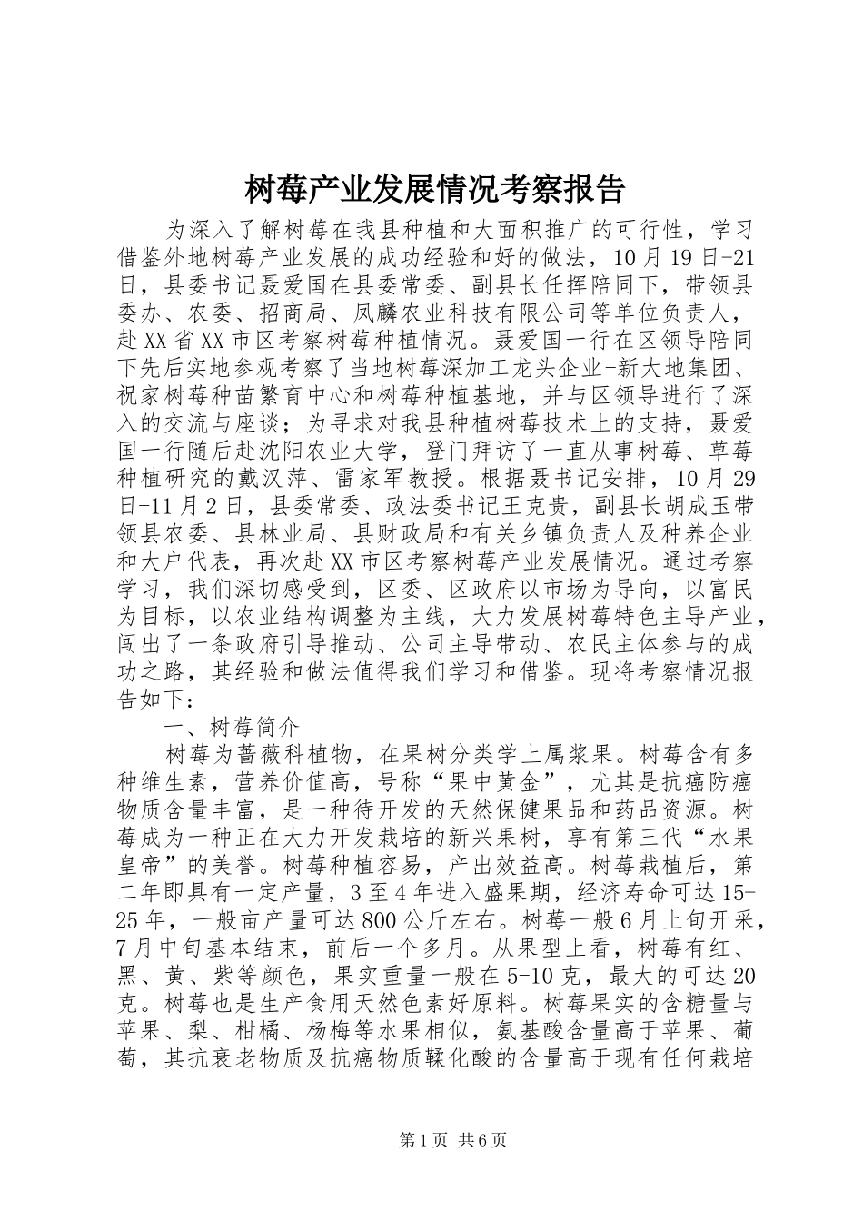 树莓产业发展情况考察报告_第1页